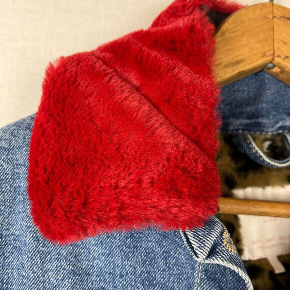 Zara TRF Denim Wear Distressed Long Jacket Womens Small S Slouchy Punk Faux Fur‎ - Picture 3 of 16